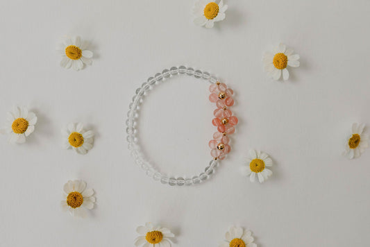 Strawberry Quartz Triple Flower Bracelet